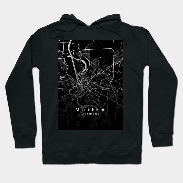 Mannheim Germany City Map dark Hoodie by Robin-Niemczyk